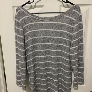 Gray and white striped top